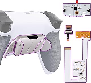 eXtremeRate Real Metal Buttons (RMB) Programable RISE4 V3 Remap Kit para ps5 Mando BDM-030/040/050 Actualización Board & Carcasa Trasera & 4 Palancas Botones Traseros para ps5 Control(Blanco Plata)