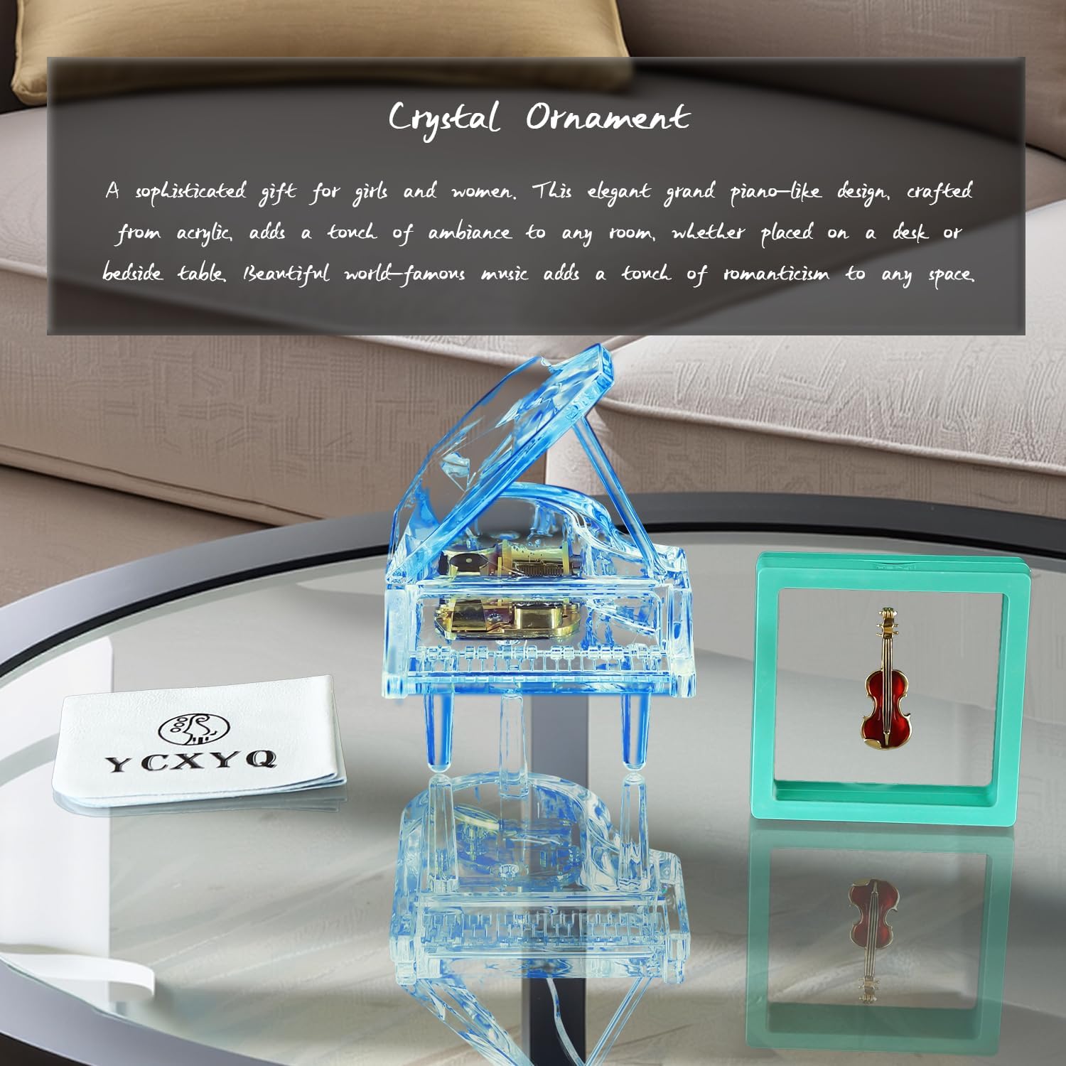 Blue - Piano Music Box Mechanical Clockwork Highend Acrylic Ornament