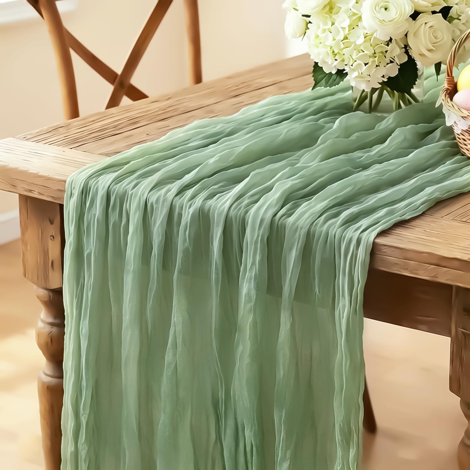 Pink Cheesecloth Table Runner - 10FT Boho Decor -10