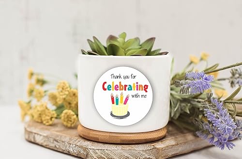 Miniatura 6 de Calcomanías redondas de 2 pulgadas para pastel de cumpleaños, etiquetas de baby shower, etiquetas de recuerdo de fiesta de cumpleaños - Thank You
