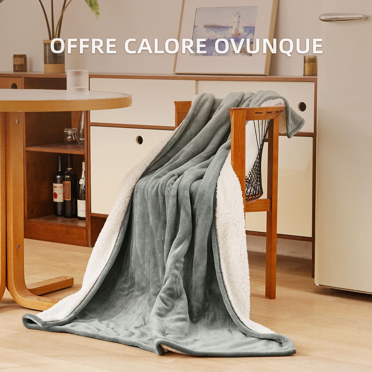 JET'S HOME coperta termica 130x180cm, coperta riscaldante elettrica con 6 regolazioni termiche, temporizzatore regolabile, lavabile macchina, protezione contro il calore eccessivo (grigio)
