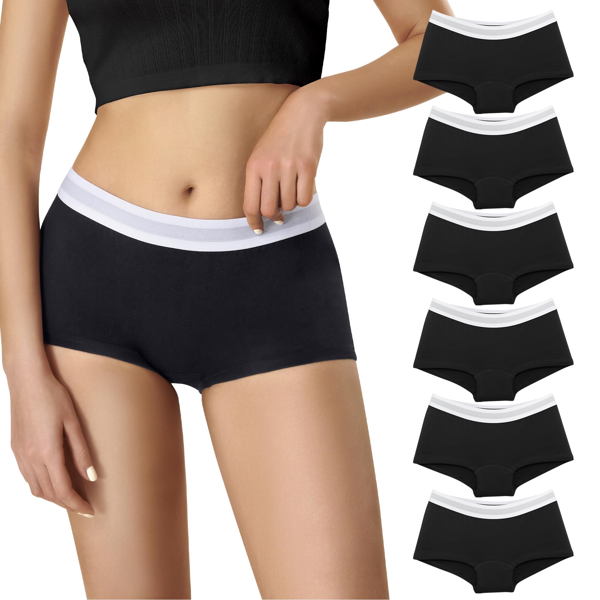Lakpoau Boxershorts Damen Unterwäsche Baumwolle Unterhosen Damen Hipster Unterwäsche Frauen Pantys Panties Hotpants Underwear Women Unterhose Boyshorts Slip Mehrpack 6er Pack