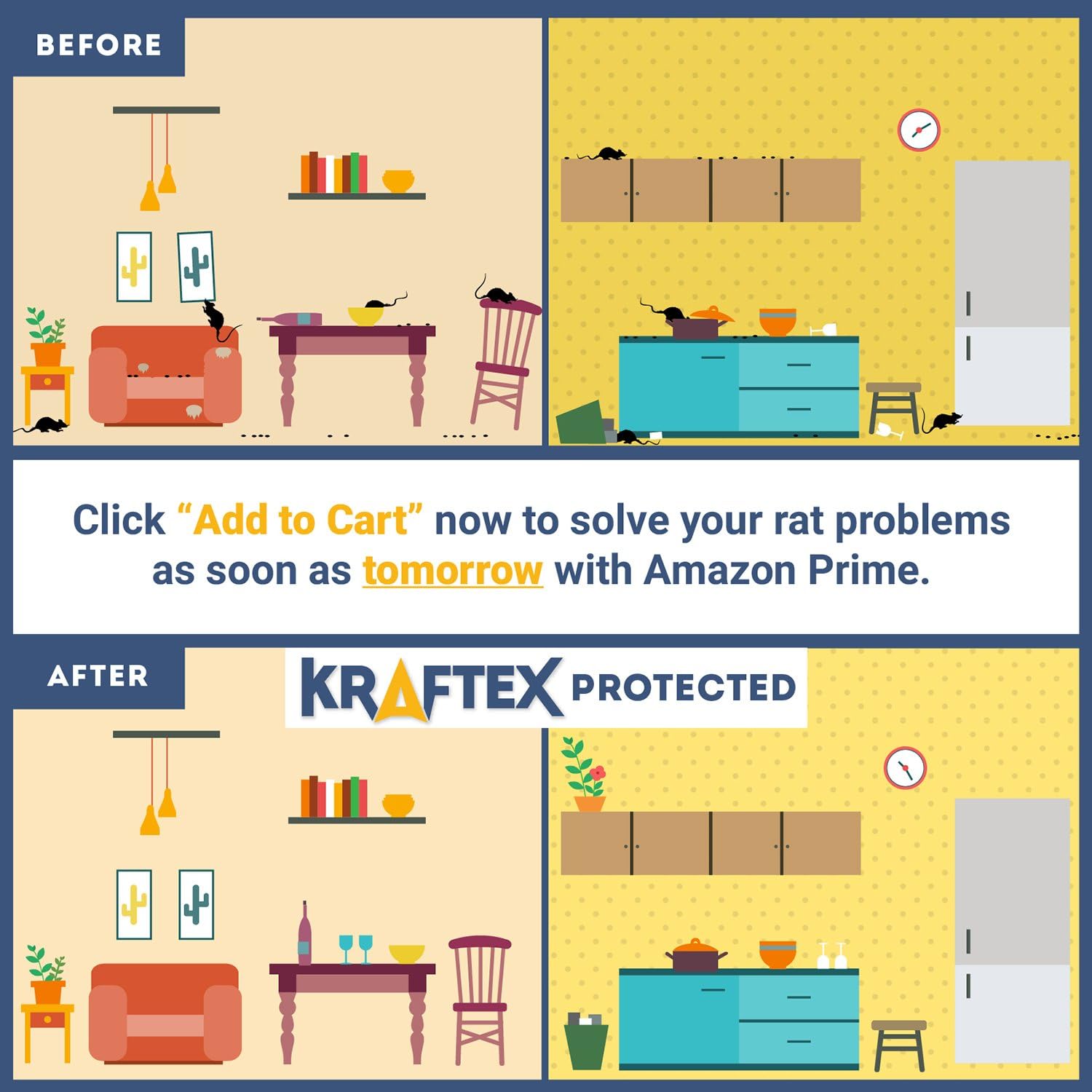 Kraftex Rat Trap Traps - Catch Rodents Fast [6 Pack] [Quick Effective] Trapper Pack [Easy to Use Zero Contact with Rats] Protect Children, Pets, Livestock Against Diseases and Pests