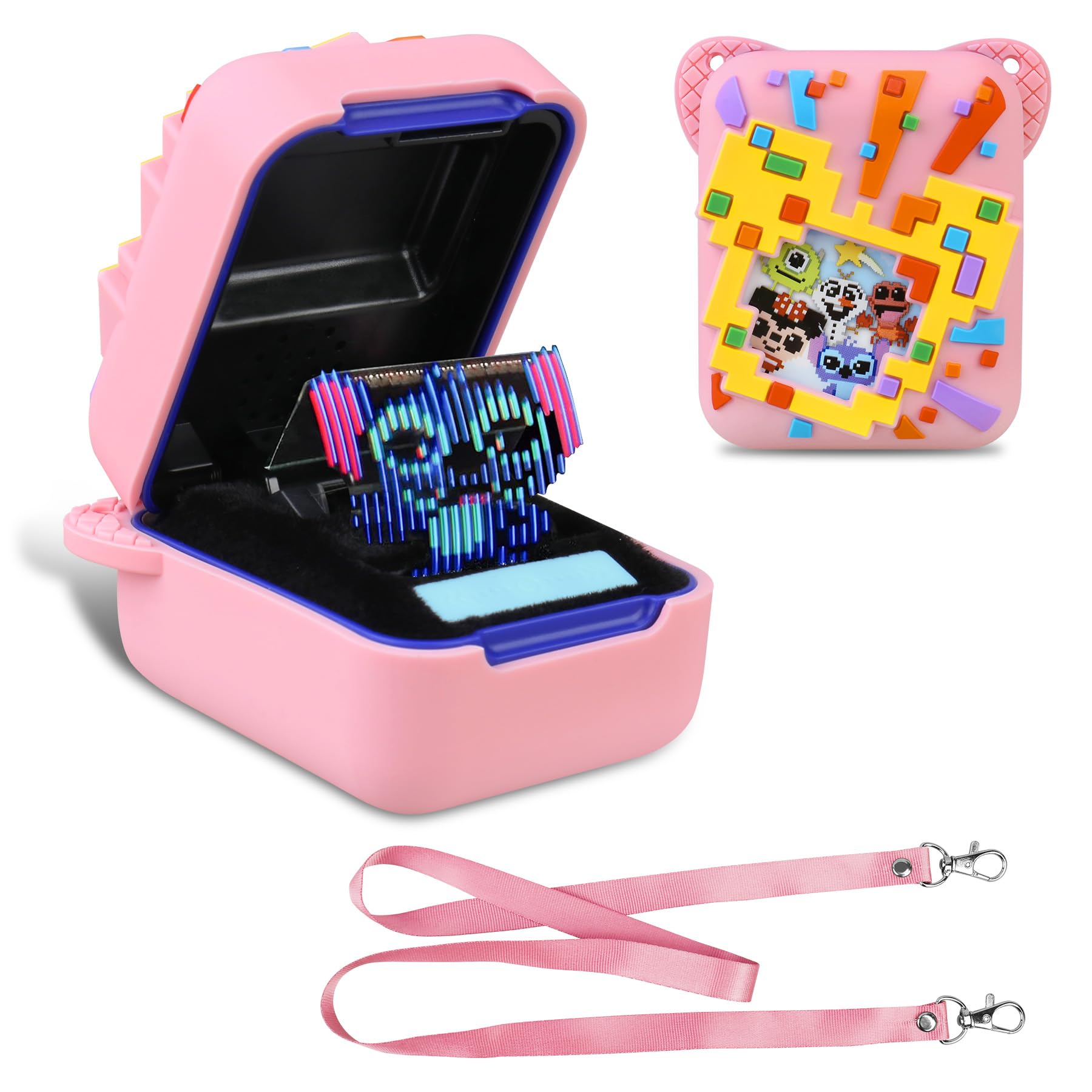 BOVKE Silicone Cover Case for Disney Interactive Toy with 30 Characters Inside, Protective Skin Sleeve for Virtual Electronic Pets, Pink