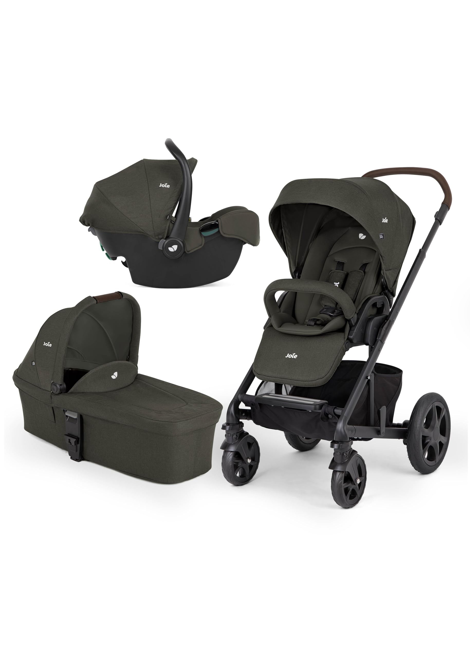 Joie chrome™ dlx trio sistema da viaggio – chiusura assistita, seduta fronte genitore/fronte mondo, parapioggia, navicella chrome™ e seggiolino i-Snug™ 2 inclusi