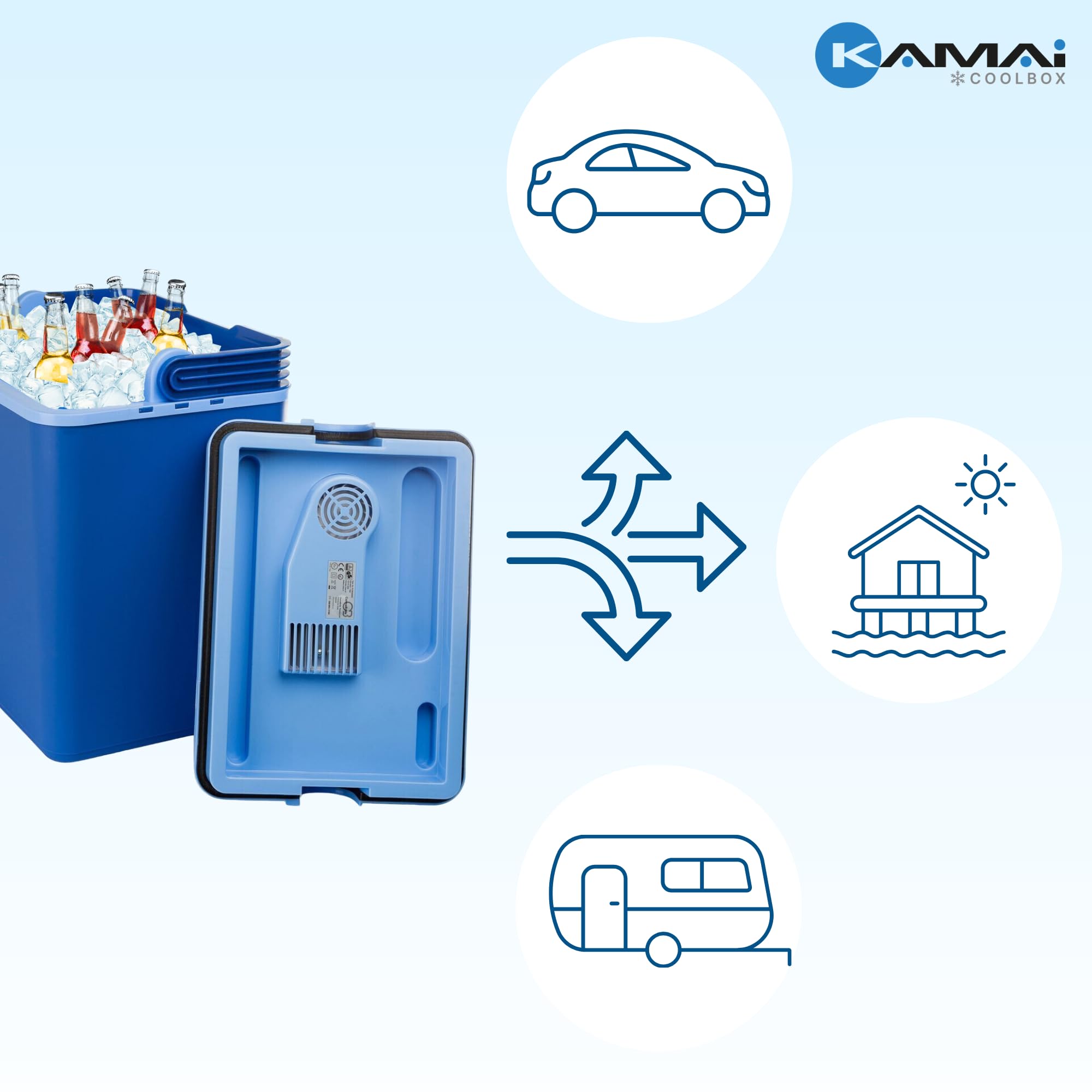 Elektrische Kühlbox 24L - 12V Thermobox, Camping Kühlschrank, elektrisch Isolierbox, tragbare Kühlbox für Auto, Boot, Garten und Reisen, kompakt und leise – Kamai Coolbox