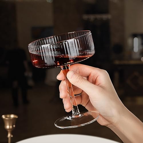 Miniatura 3 de Ciaell Juego de 4 Copas de Ribeteado Cupé - Copas de Cóctel Vintage - Copa Clásica Martini de 10 oz - Juego de Vasos para Bar Preferido para Cóctel,