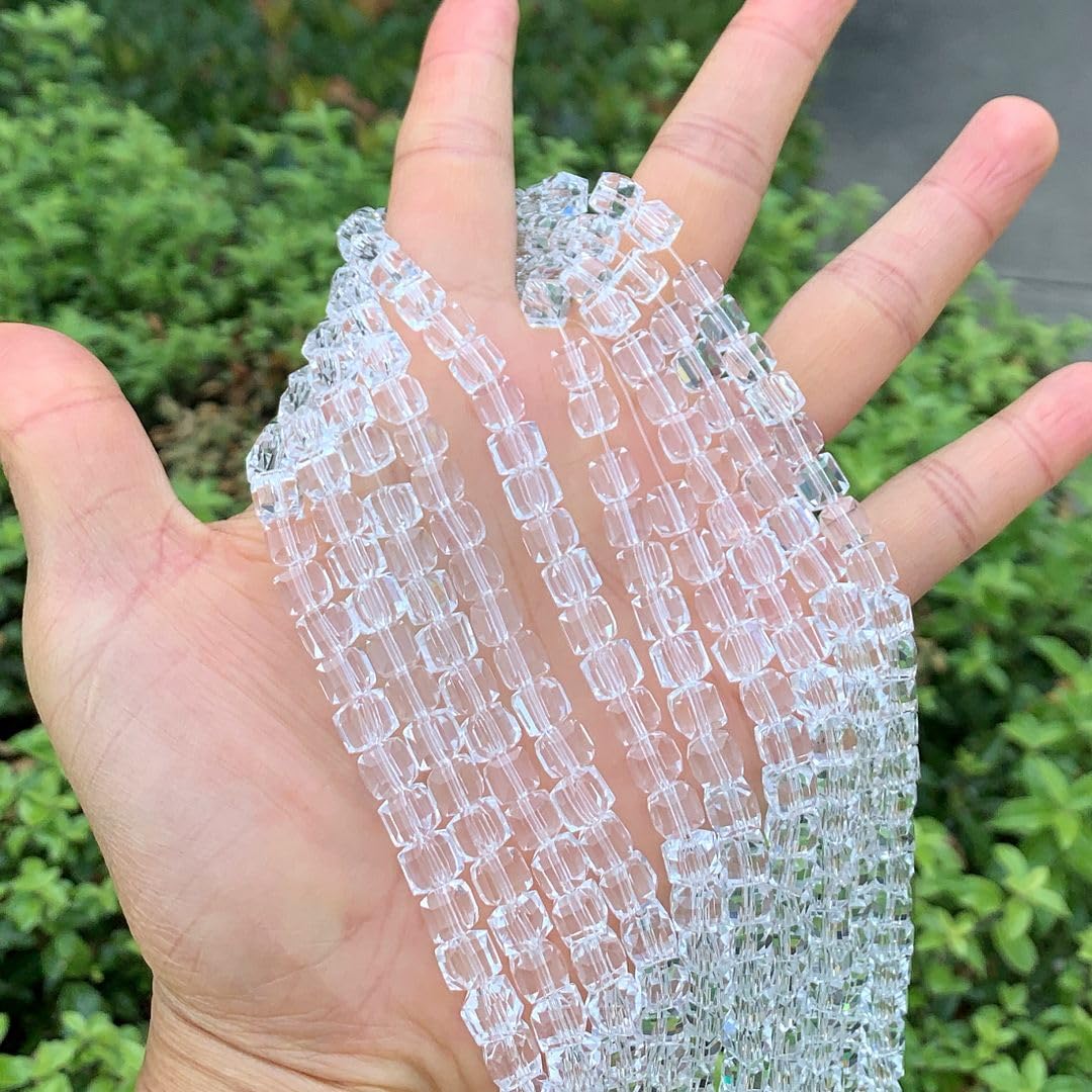 Photo 1 of 100pcs Czech Faceted Cube Crystal Glass Beads Spacer 6mm (0.24 Inch) Crystal Clear