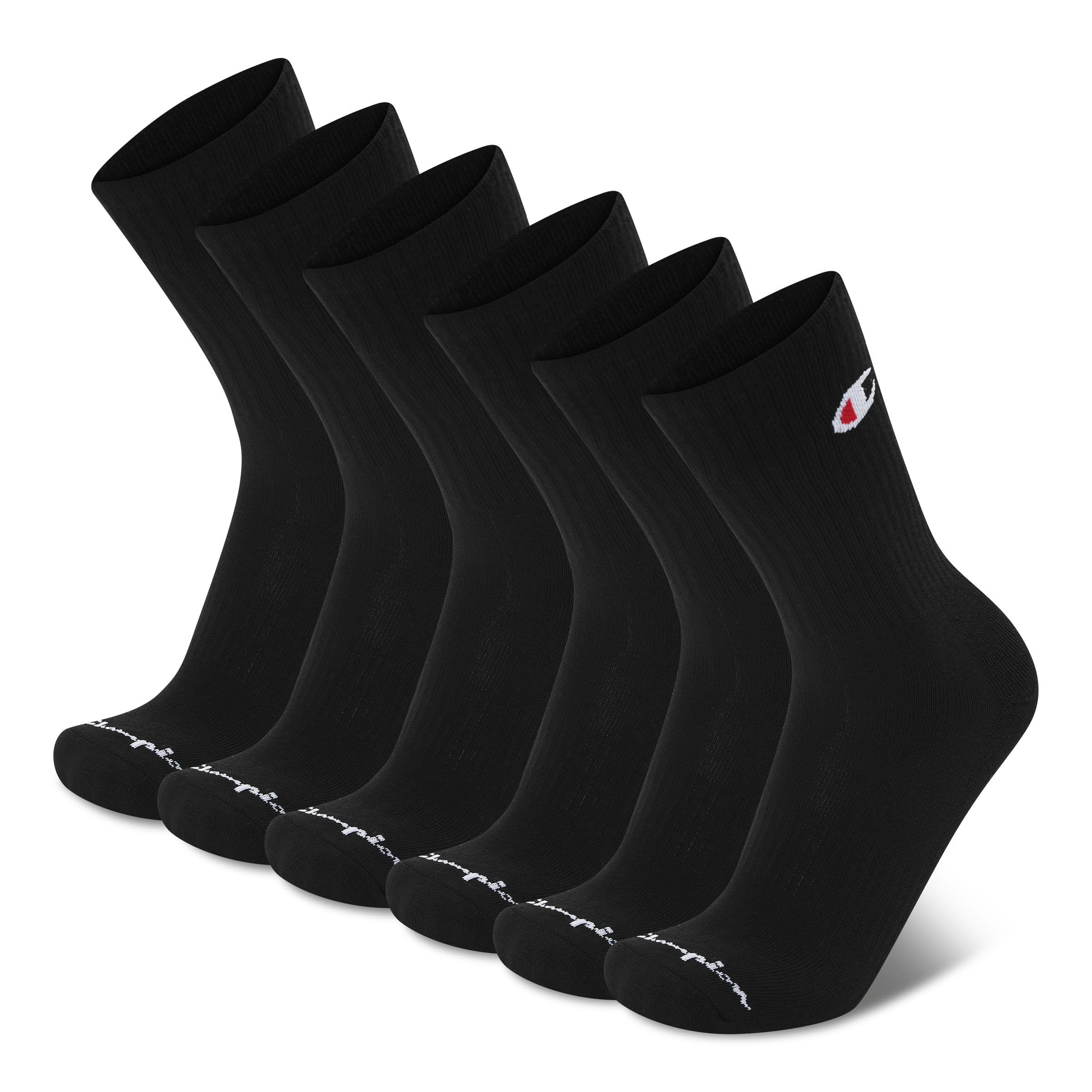 Champion Men's Cushioned Crew Socks 5-Pack - Moisture-Wicking Athletic Crew Socks with Arch Support (Sizes 6-12)