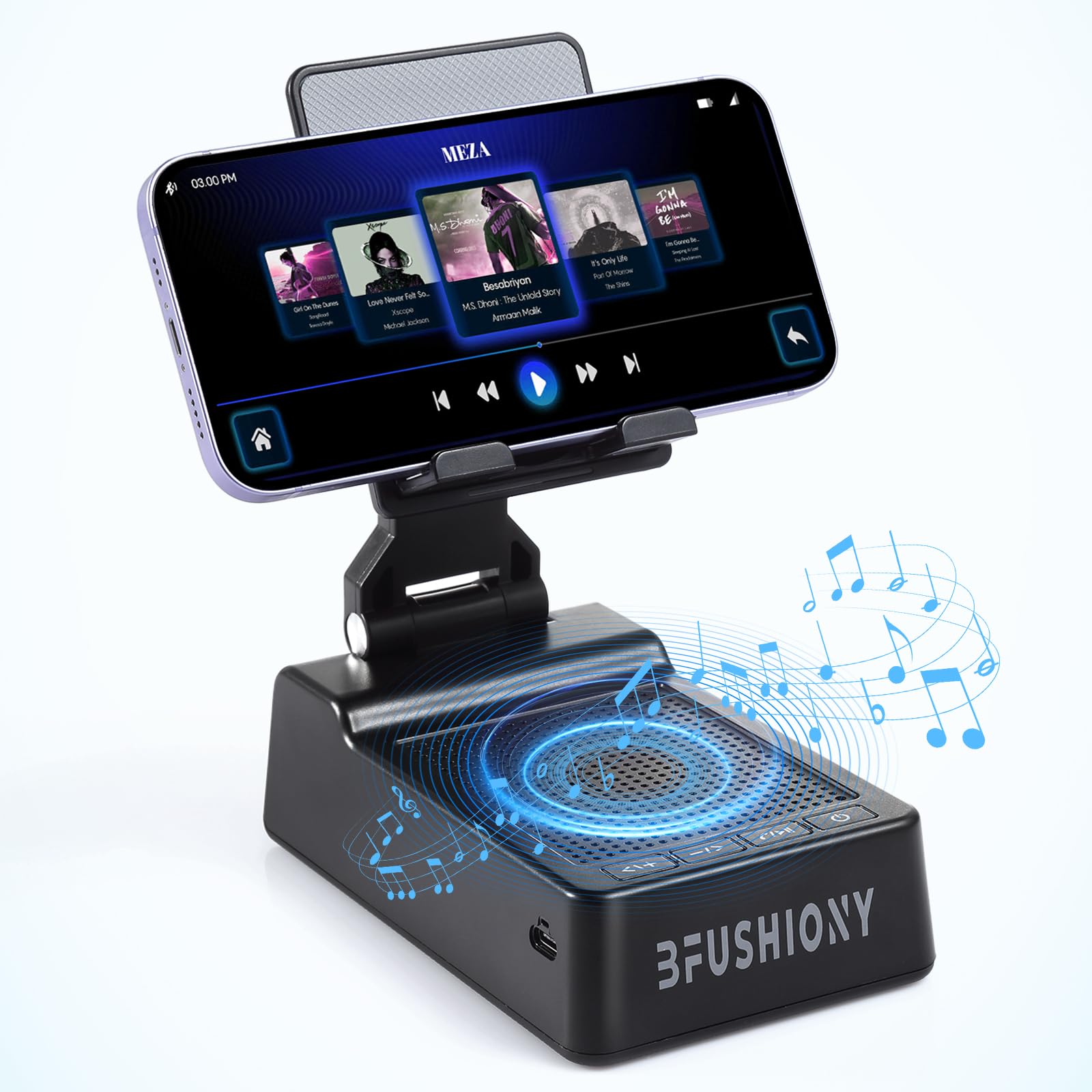 Birthday Gifts for Men Women, 4 in 1 Phone Stand with Bluetooth Speaker, HD Stereo Sound Anti-Slip Holder, Hands-Free Calling AUX Mode 1 Pack (Black)