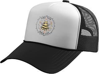 Find Your Inner Hive Meditating Bee Yoga Mandala Zen Trucker Hat with Adjustable Mesh Back