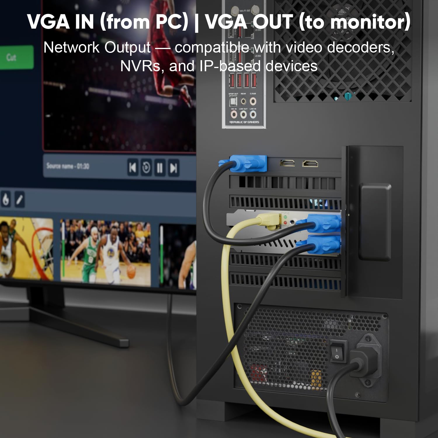 PCIe VGA Video Encoder, 1080P60 Hardware H.265/H.264 Encoder with VGA Loopout & Bypass, SRT RTMP RTSP HLS WebRTC UDP, Web UI, Low Latency for Live Streaming & IP Video Distribution