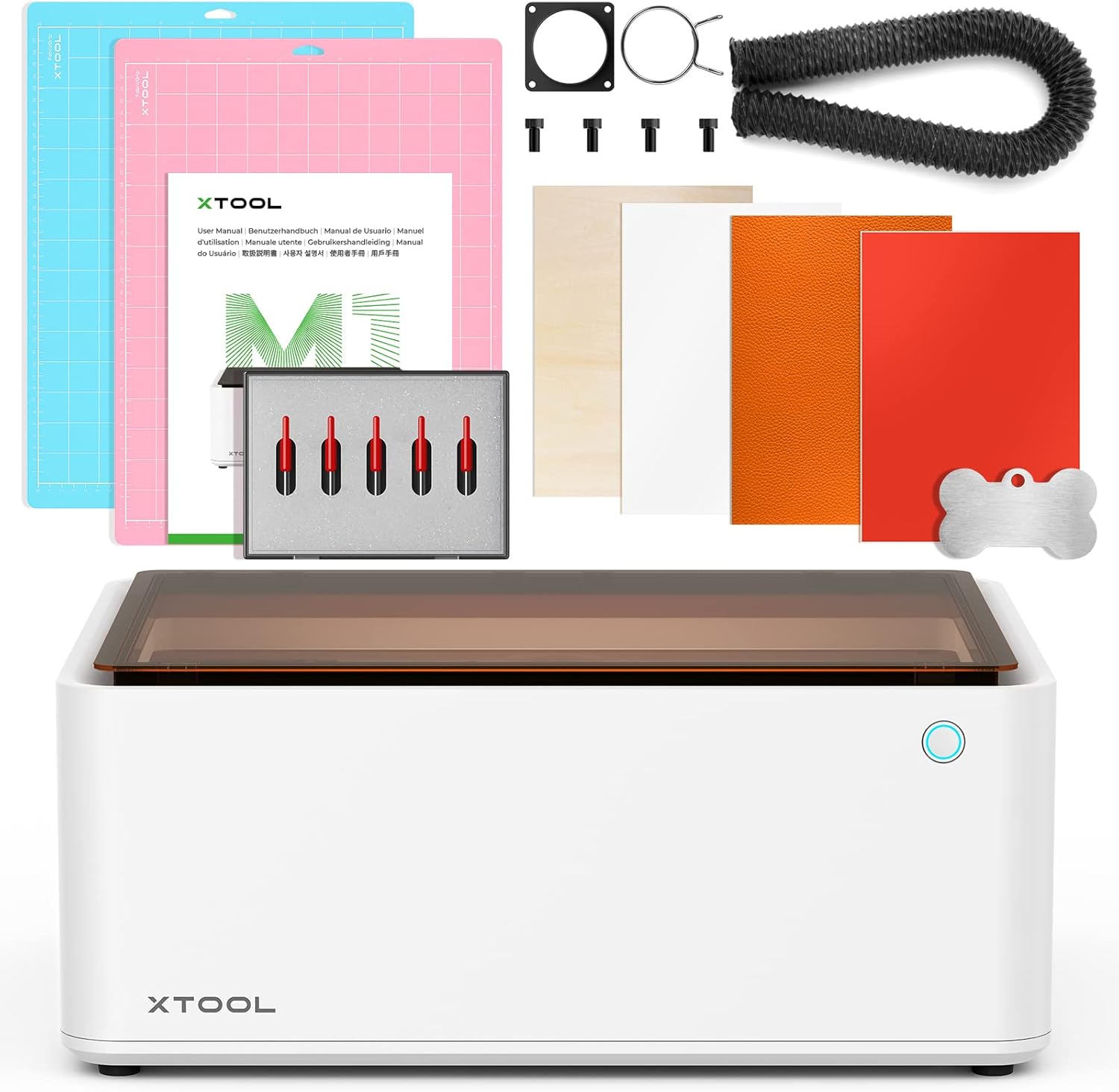 xTool M1 10W 3 en 1 Grabadora y láser de para todas las artesanías, mayor precisión y enfoque automático de 16MP, para madera/metal/papel/acrílico/hierro/vinilo