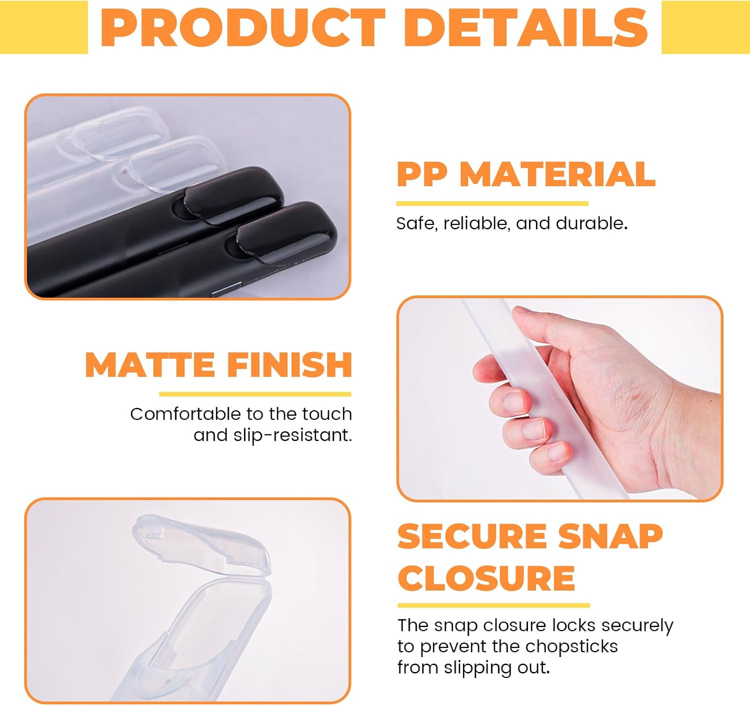 8 Pack Chopstick Case with Top & Side Opening, Travel Chopsticks Storage Holder Portable Plastic Straw Carrying Box Container for Reusable Utensil, 10.4 x 1in, Clear
