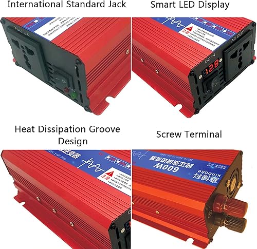 Miniatura 6 de Convertidor de voltaje de 12 V, 24 V, 48 V, 60 V, 72 V a 110 V, 230 V, inversor de onda sinusoidal pura, 600 W, 1600 W, 2200 W, 3000 W, con pantalla