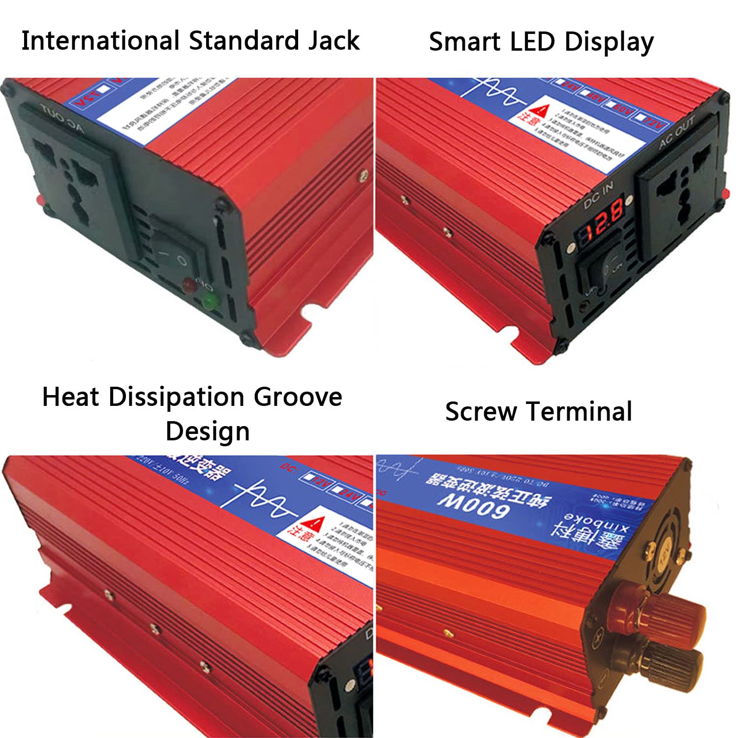 Convertitore di Tensione 12V 24V 48V 60V 72V a 110V 230V Inverter a Onda sinusoidale Pura 600W 1600W 2200W 3000W con Display LCD e Prese CA per Viaggi Domestici Camping RV Emergenza, 2200W-60Vto110V