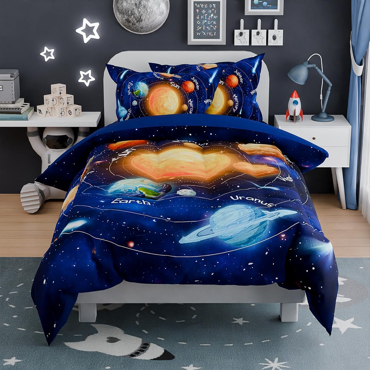 SANDJEST Solar System Comforter Set Twin, Ultra Soft Microfiber Bedding Sets with 3-Pieces, Comforters Bed Sets for Kids Children Boy Bedroom Decor - Image 4