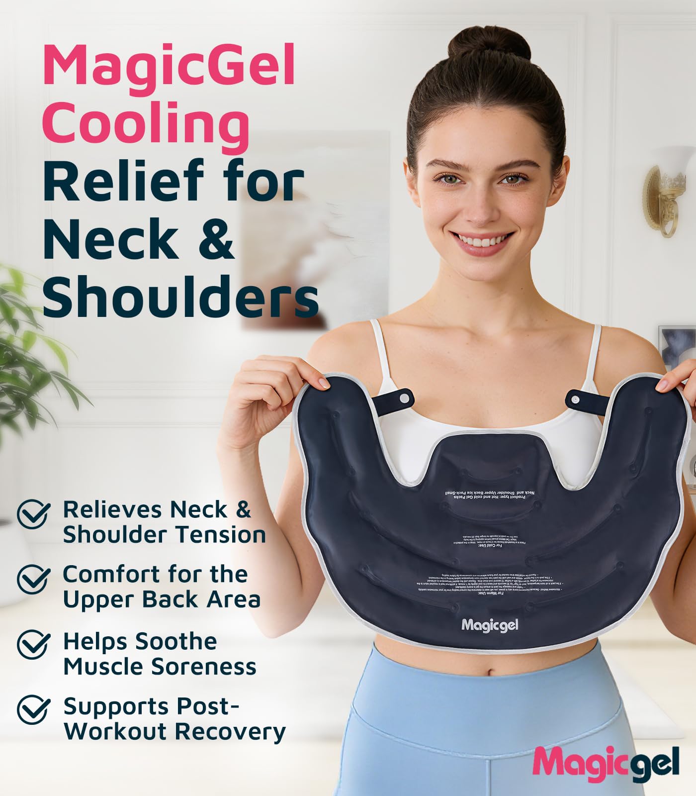 Magic Gel Impacco Freddo Collo e Spalle, Gel Riutilizzabile, Sollievo Dolore Cervicale, Fascia Flessibile per Recupero Infortuni e Terapia Muscolare - Piccolo