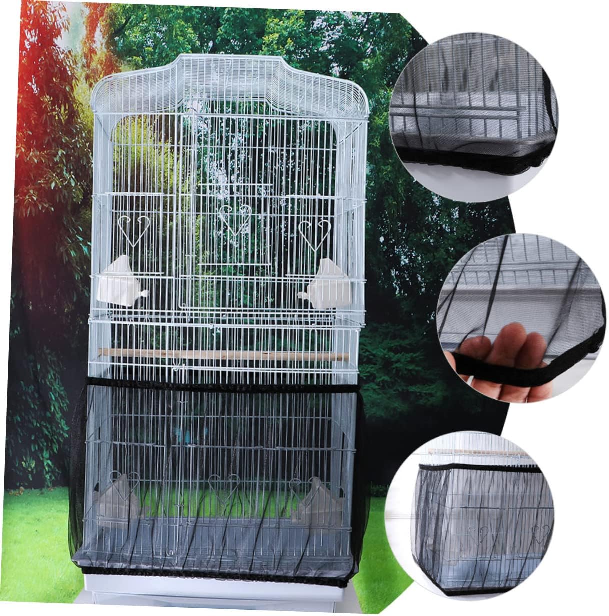 ABOOFAN 5pcs Mesh Cage Net Cover Practical Birdcage Skirt for Parrots and Parakeets Windproof and Breathable for Indoor and Outdoor Use