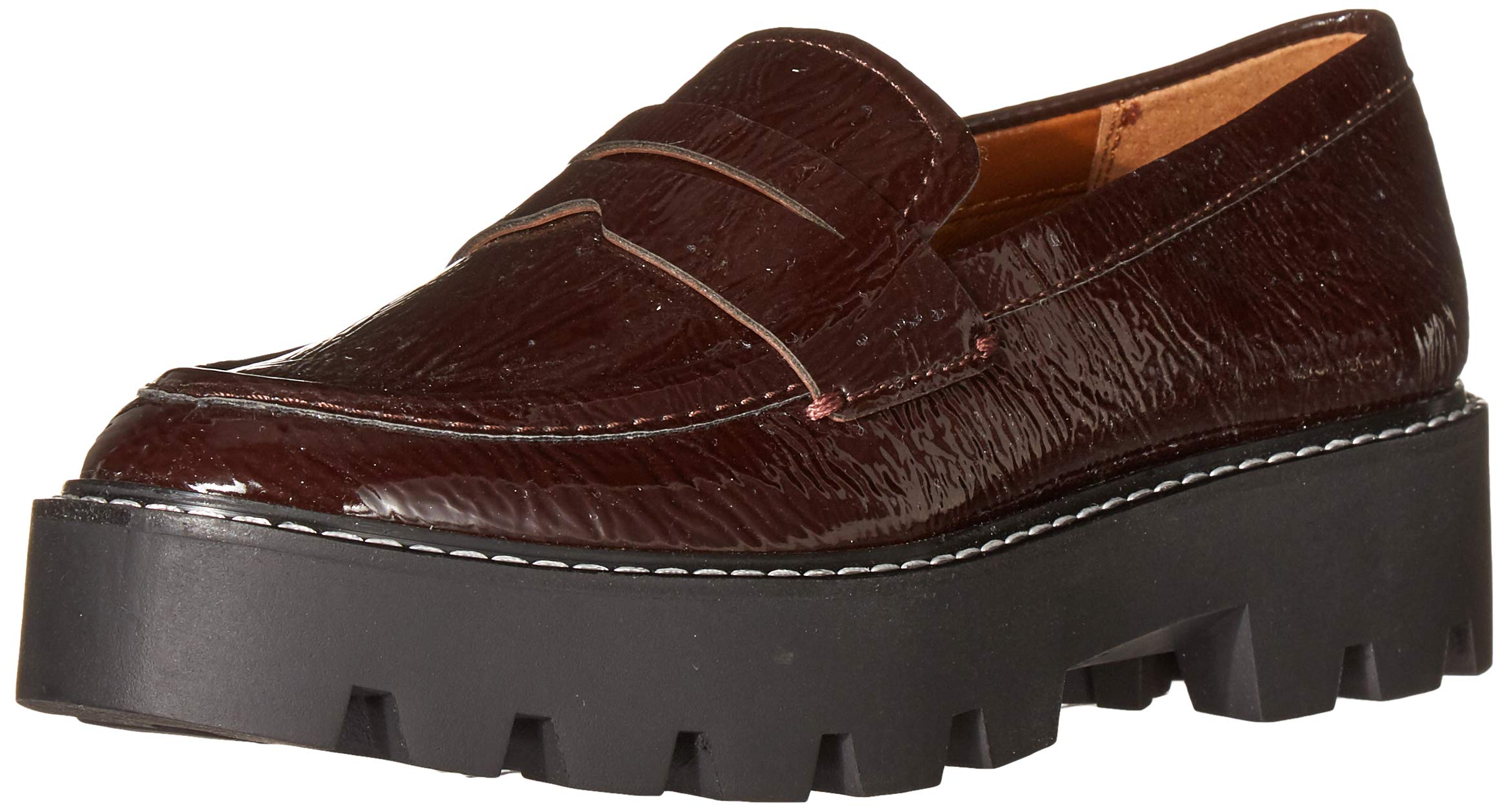 Franco Sarto Womens Balin Lug Sole Chunky Loafer, Burgundy  display picture 1