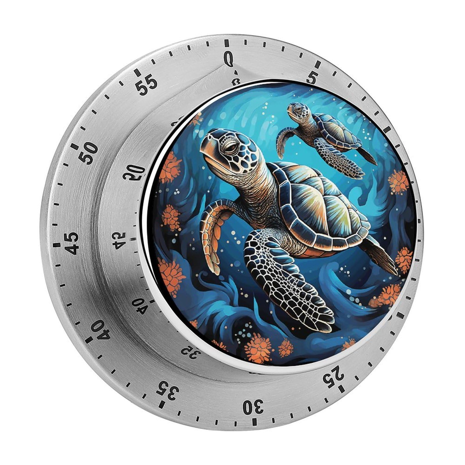 Adfgyerh Style Sea Turtle Boho Timer For Cooking, Kitchen Timer Magnetic No Batteries Required, Mechanical Timer With Loud Alarm, For Fitness Baking Exercise Oven
