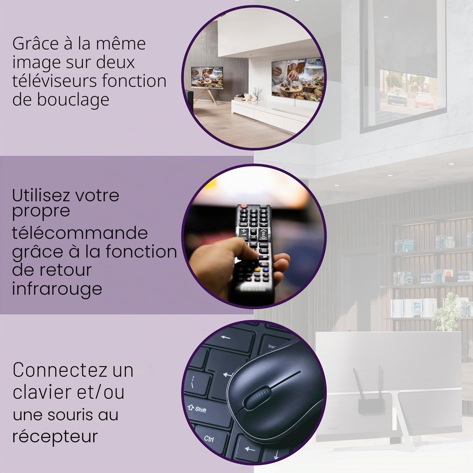 Marmitek TV Anywhere Wireless 4K - Extender HDMI sans fil 4K60 USB KVM | Émetteur récepteur HDMI jusqu’à 50 m à travers murs, loopthrough, retour IR, USB KVM pour clavier souris, TV et projecteur