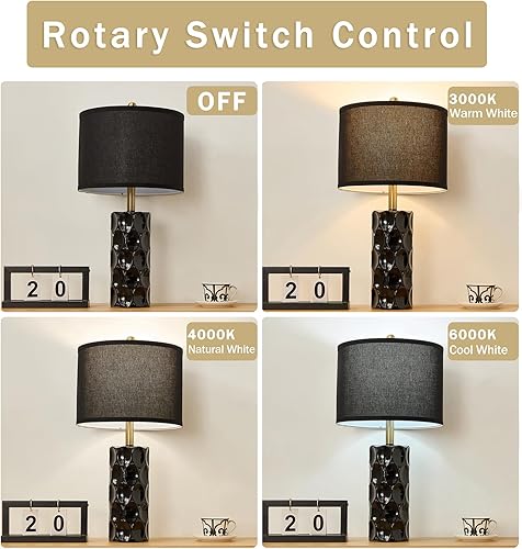 Miniatura 2 de Juego de 2 lámparas de mesa de cerámica modernas de 24 pulgadas, lámparas de noche regulables de 3 colores para sala de estar, lámpara de mesita de