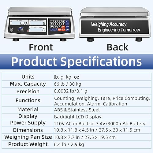Miniatura 9 de Industrial Counting Scale 30kg/66lb x 0.1g Precision Bench Scale Digital Inventory Counting Weight Scale for Small Parts and Coins, Electronic Gram