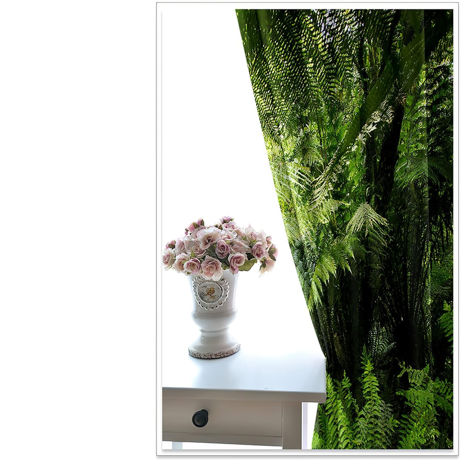 Fenster Verdunkelung, 132x160cm Grün Braun Grüne Tropische Pflanzen Sommer Vorhang Blickdicht mit Ösen Thermovorhang Kälteschutz Vorhänge Wohnzimmer Schlafzimmer Wärmeisolierend
