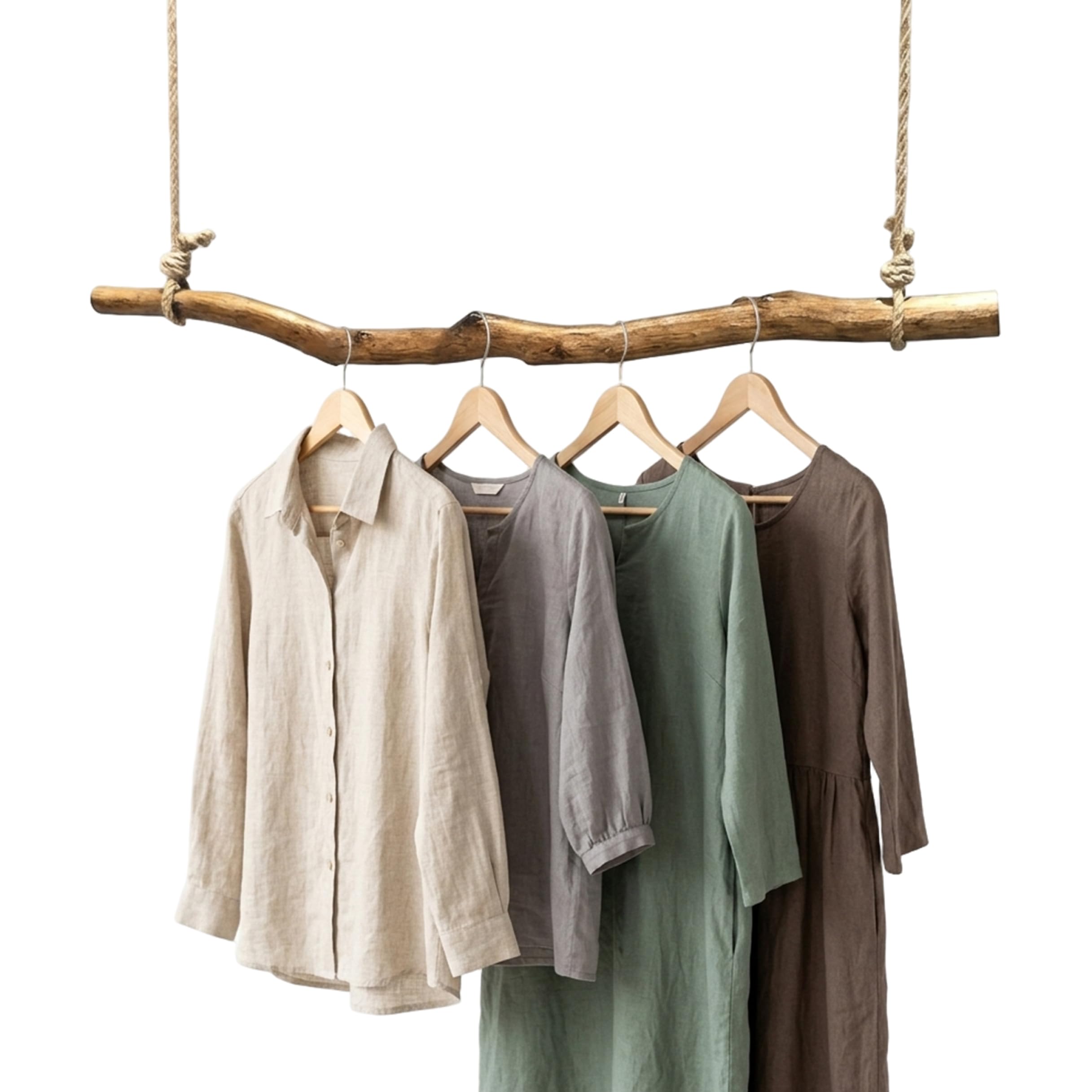 Porte-manteau suspendu en branche naturelle 0.5m décor bois flotté vintage