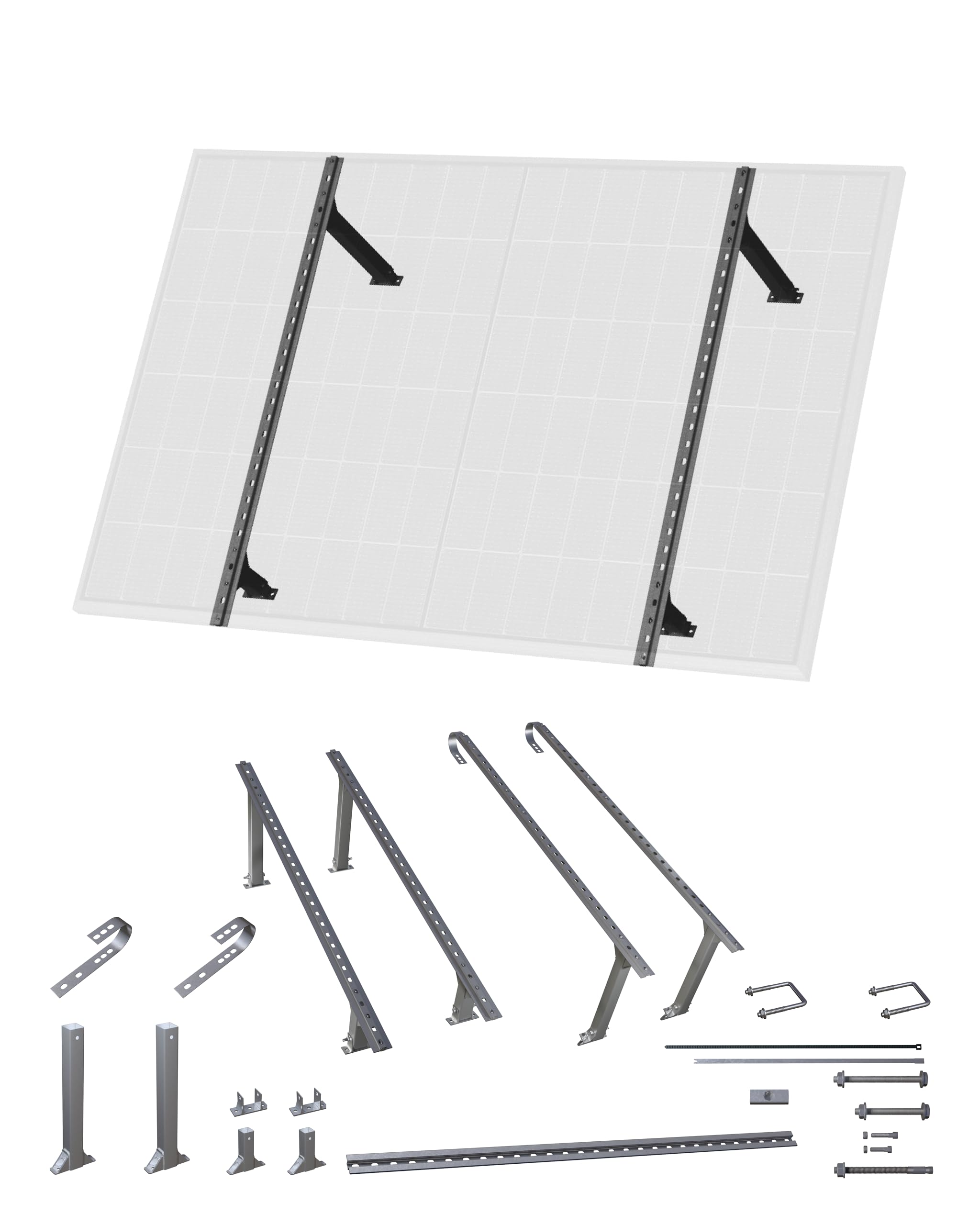 Supports solaires inclinables de 25 à 35 degrés pour balcon en aluminium durable