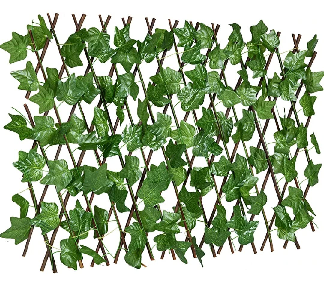 Genson VRB Dec Expandable Artificial Grass Fence Green Leaves Trellis Hedge (Green)