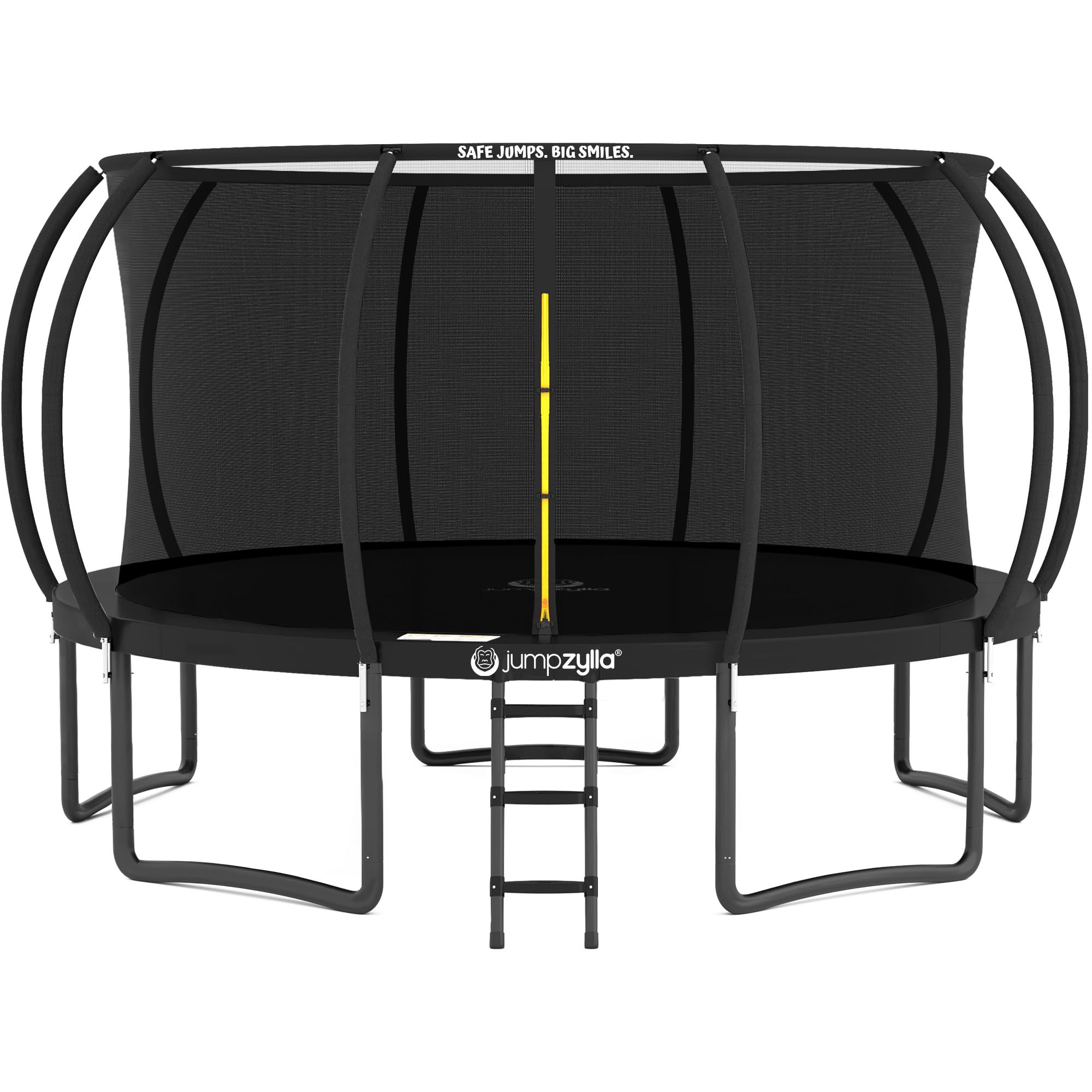 JUMPZYLLA Trampoline Outdoor 8FT 10FT 12FT 14FT 15FT 16FT with Enclosure and Ladder, ASTM Approved Recreational Trampoline for Kids and Adults, Anti-Rust Coated Frame