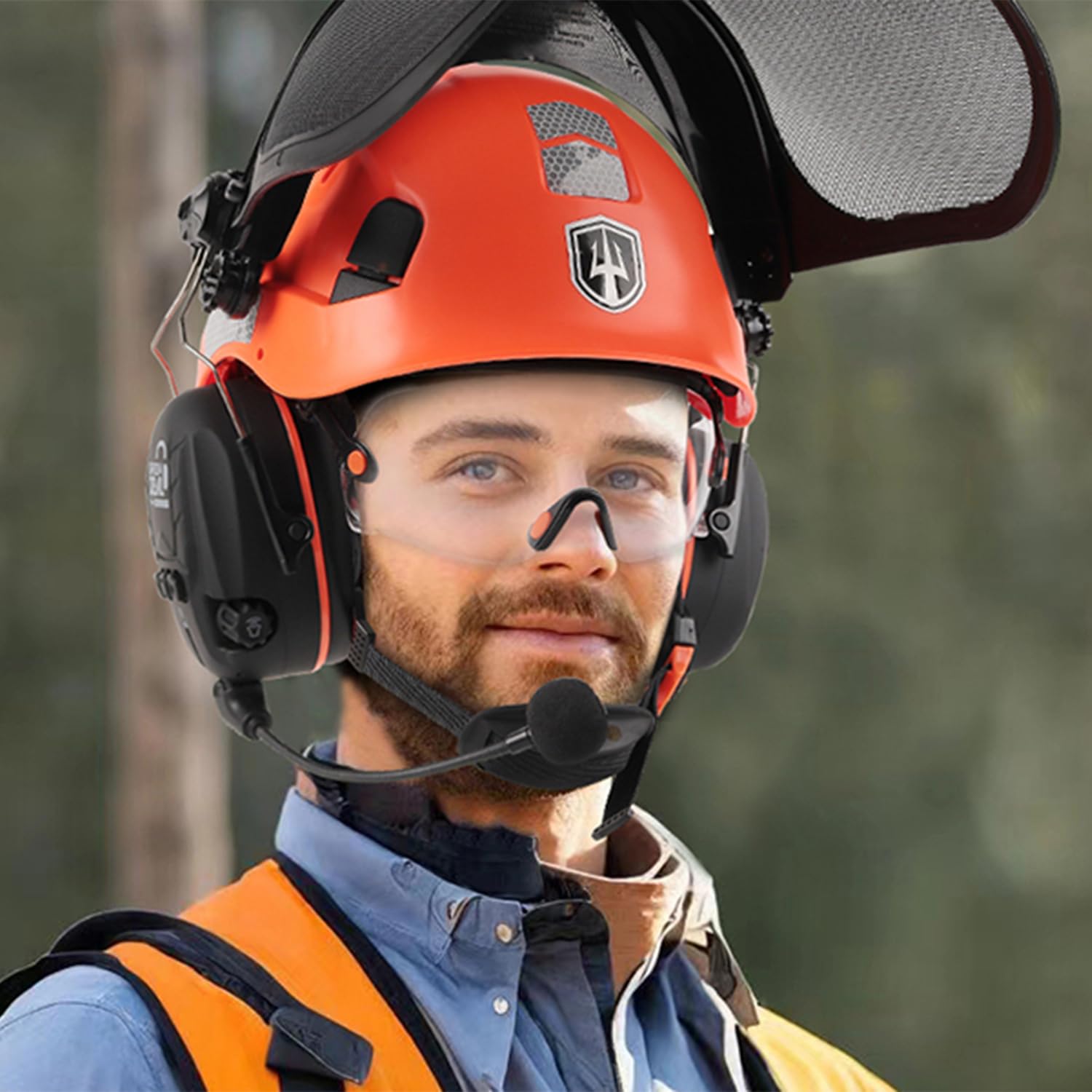 GREEN DEVIL Casque de Protection pour tronçonneuse, Casque de Protection forestière, Casque de sécurité avec Protection auditive et visière 3 en 1
