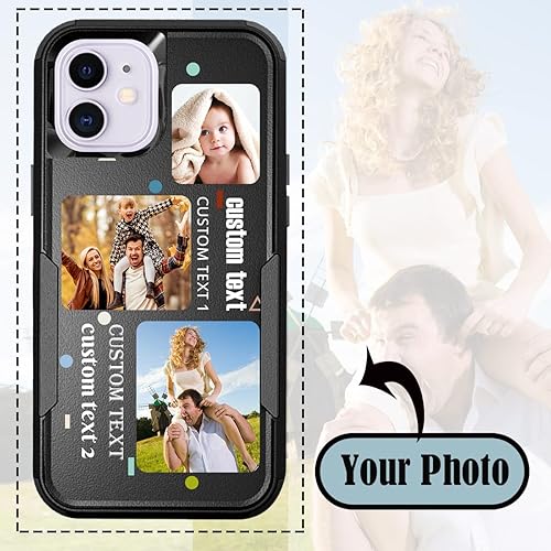 Vista 22 de Funda de fotos personalizada para Apple iPhone 11 Pro Max, patrón de collage a cuadros, personalizado para hacer imágenes en gruesa 3 híbrida Rosa