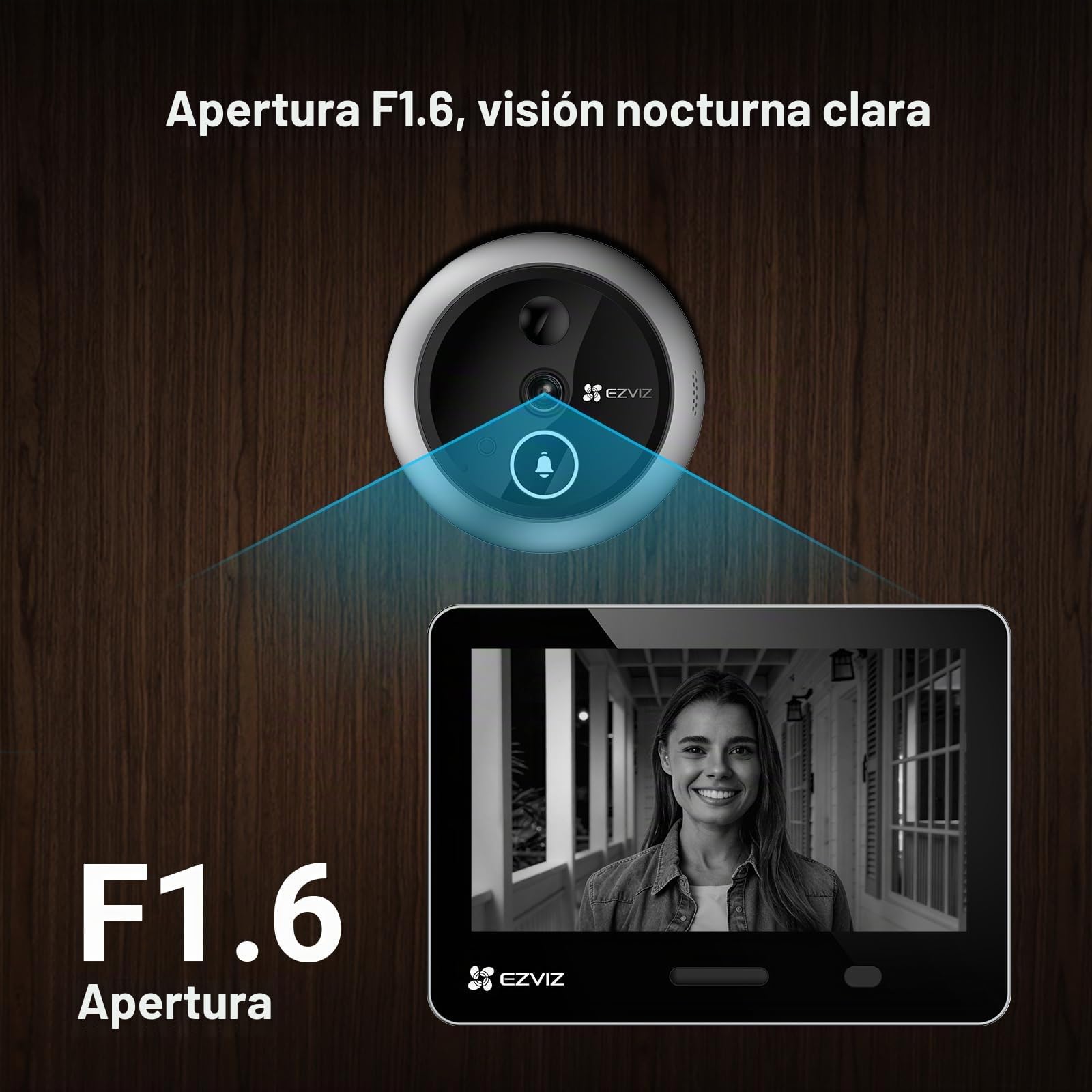 EZVIZ Cámara de mirilla inteligente 4K AI, visor de puerta inalámbrico, reconocimiento facial, detección humana, visión amplia de 155°, conversación bidireccional, resistente a la intemperie