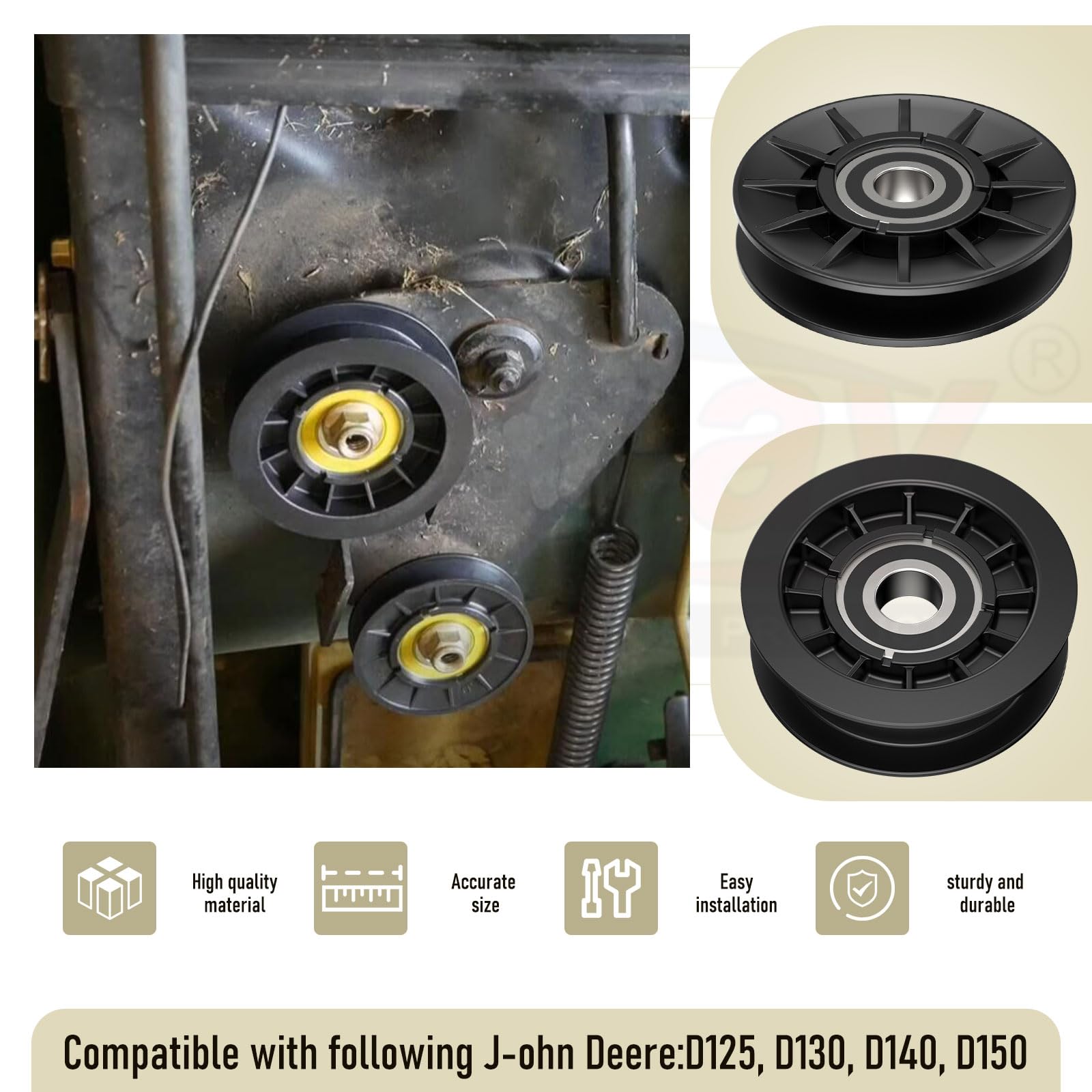GX20286 GX20287 - Kit de polea plana y polea plana para J-OHN Deere Cortacésped Decks LA100 LA105 LA110 LA115 LA120, reemplaza a 1760097, 690409, 690409MA.
