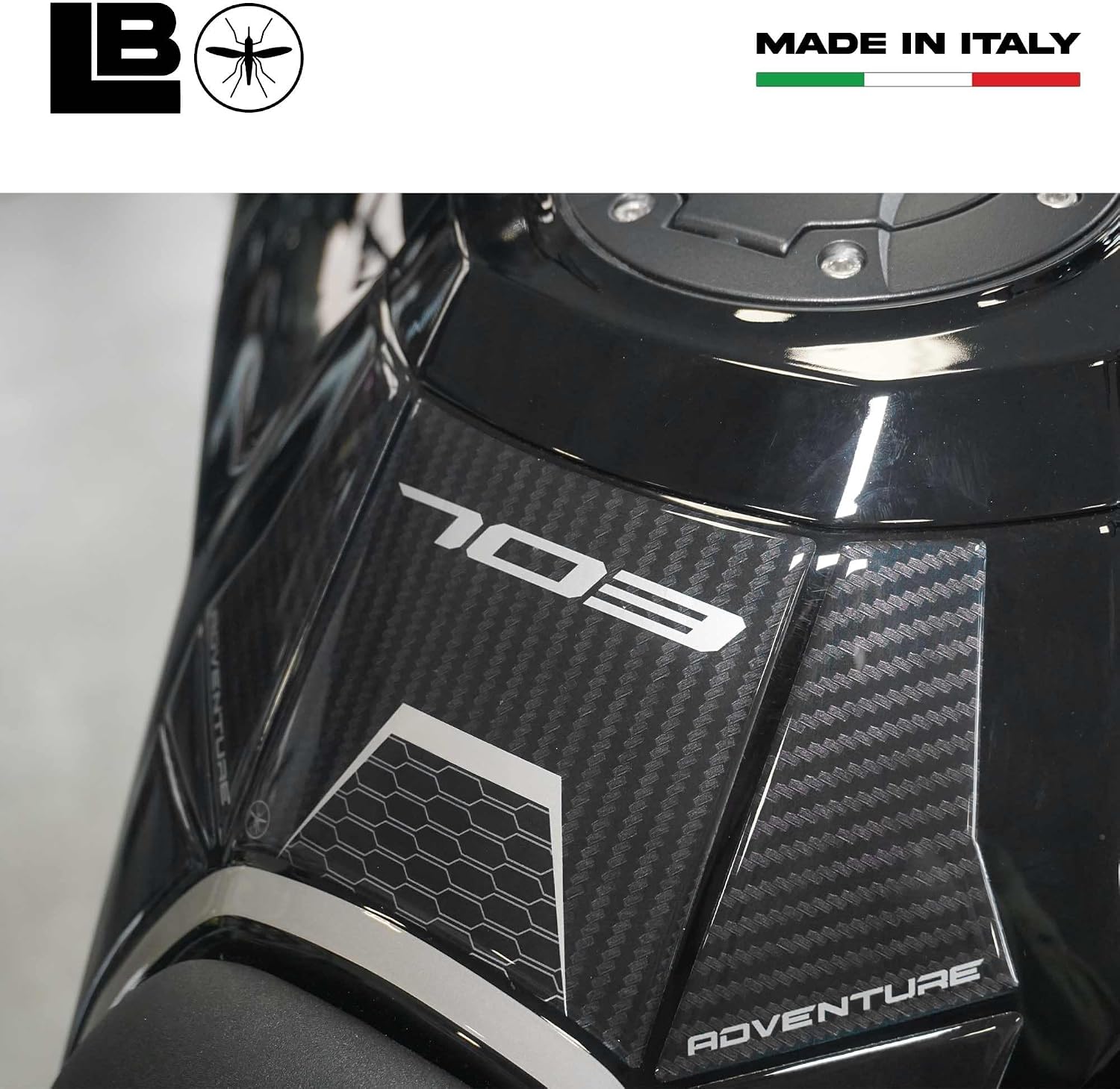 labelbike - 3D Sticker Motorcycle Fuel Tank Pad Protection and Decoration in Resin Compatible with Zontes 703F 2025 Color Black