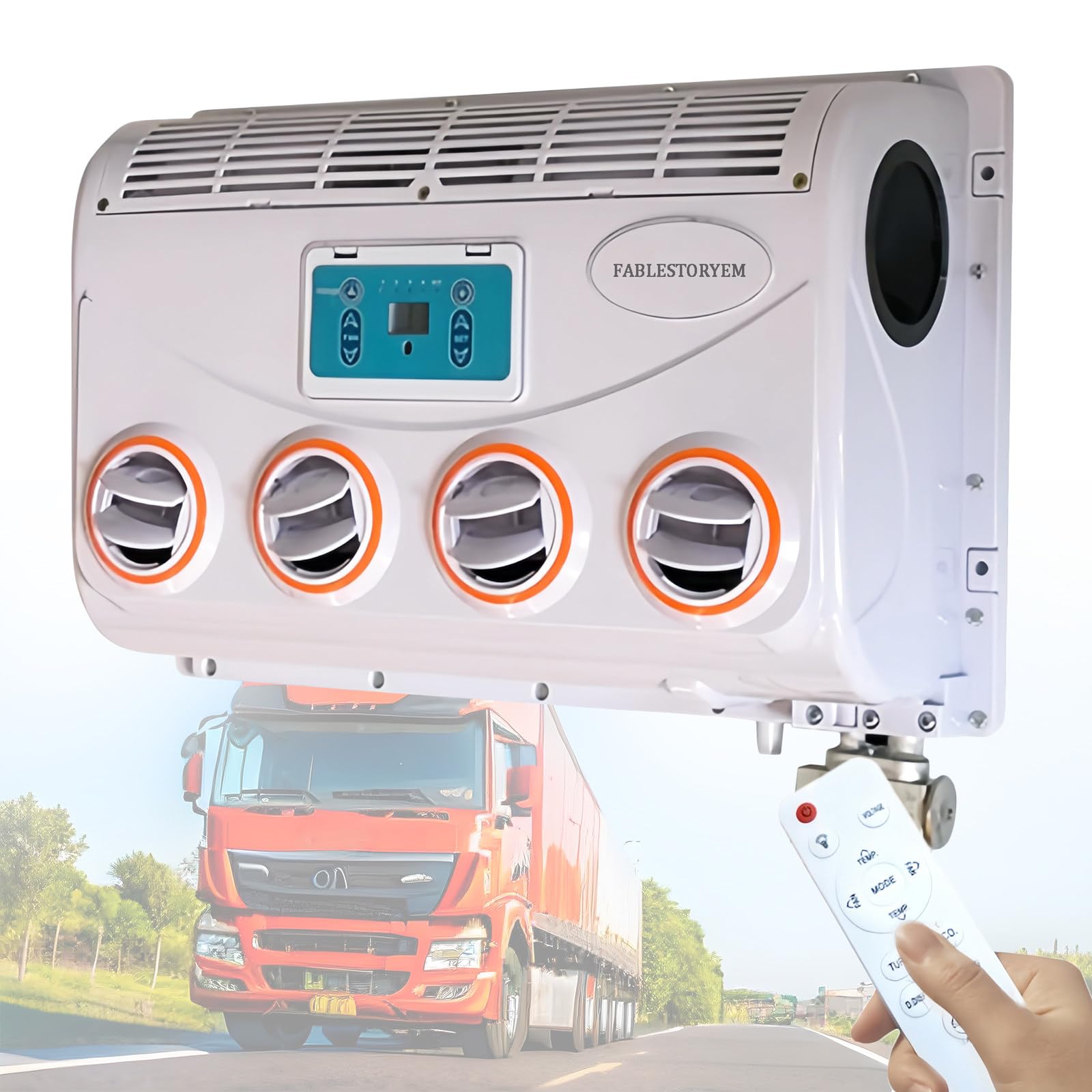 Aire acondicionado portátil de techo para vehículos, sistema de enfriamiento 12V/24V CC, ideal para autocaravanas, camiones y uso comercial
