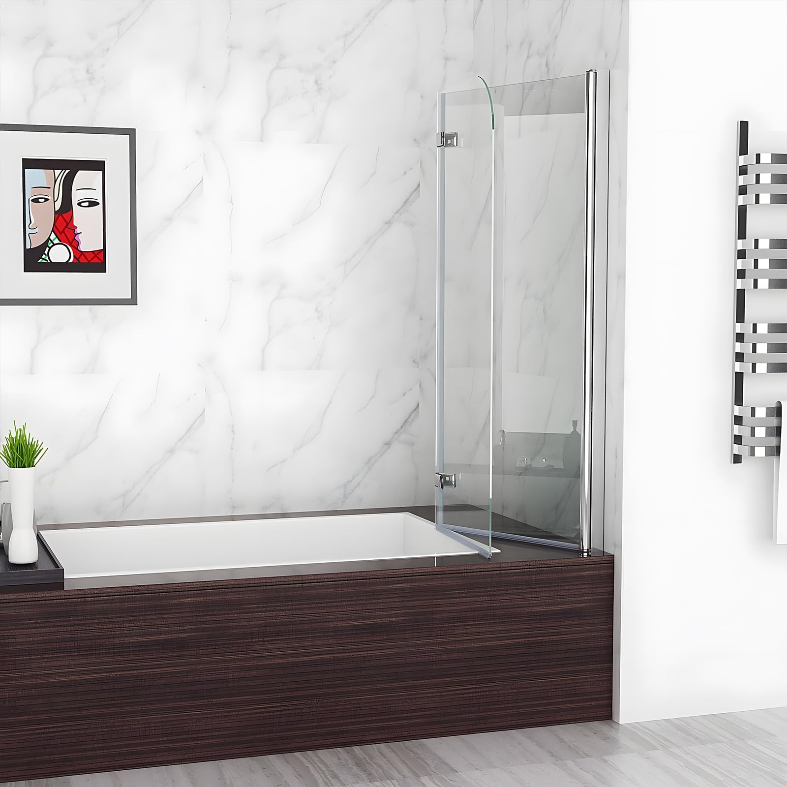 MIQU Shower Screen 3 Folding Bifold 6 mm Easy Clean Glass Panel ...