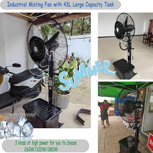 Miniatura 2 de Ventilador de nebulización comercial de 22 pulgadas26 pulgadas30 pulgadas, ventilador de piso industrial con tanque de capacidad de 42 L, ventilador