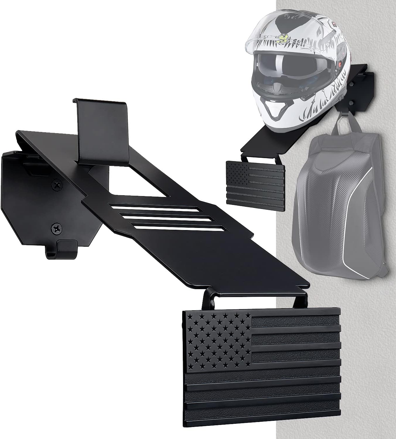 Lupar Aluminum Alloy Helmet Holder, Detachable Motorcycle Helmet Rack with Hook, Rotatable US Flag Pattern Helmet Hanger for Caps, Baseballs, Rugby Helmet, Motorcycle Bike Coats&Bag : Sports & Outdoors