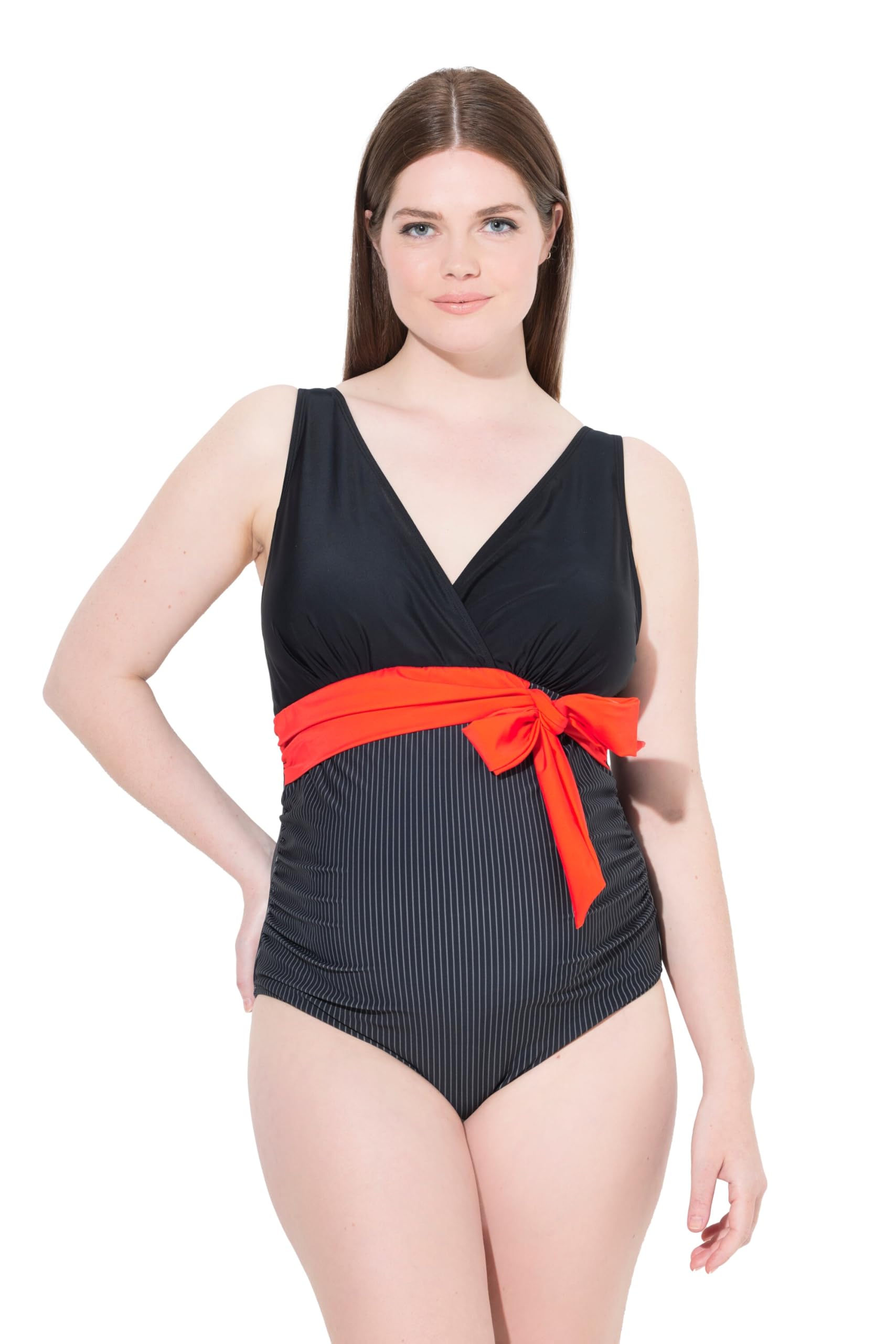 Ulla Popken Damen große Größen Übergrößen Plus Size Badeanzug, Softschalen, Zierschleife 839808