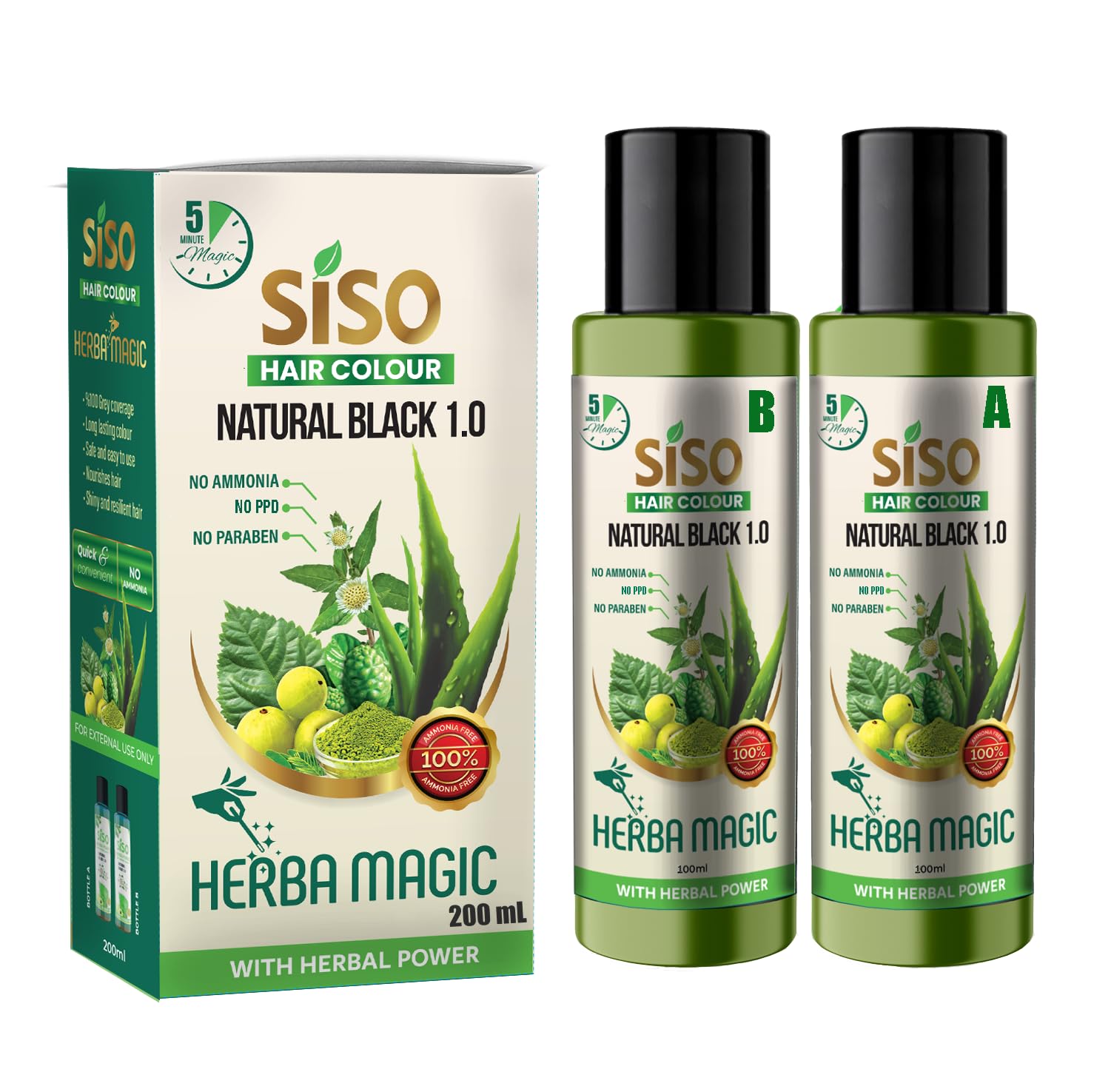 SISO Herba Magic Black Gel Dye/Color – 100 ml + 100 ml, Herbal Power, No Ammonia, No PPD, No Parabens-picture-49