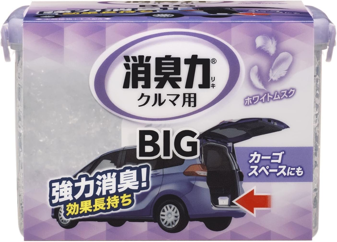 消臭力 クルマ 車用 置き型 BIG ホワイトムスク 900g 大容量 (カーゴスペース トランク に置くだけ) クルマの消臭力 車 消臭剤消臭 芳香剤 ビッグ