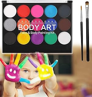 Mumoo Bear Kids Face Paint Kit - 15 Colours Non-Toxic Professional Face Paint Palette Washable Safe Facepainting for Halloween Party
