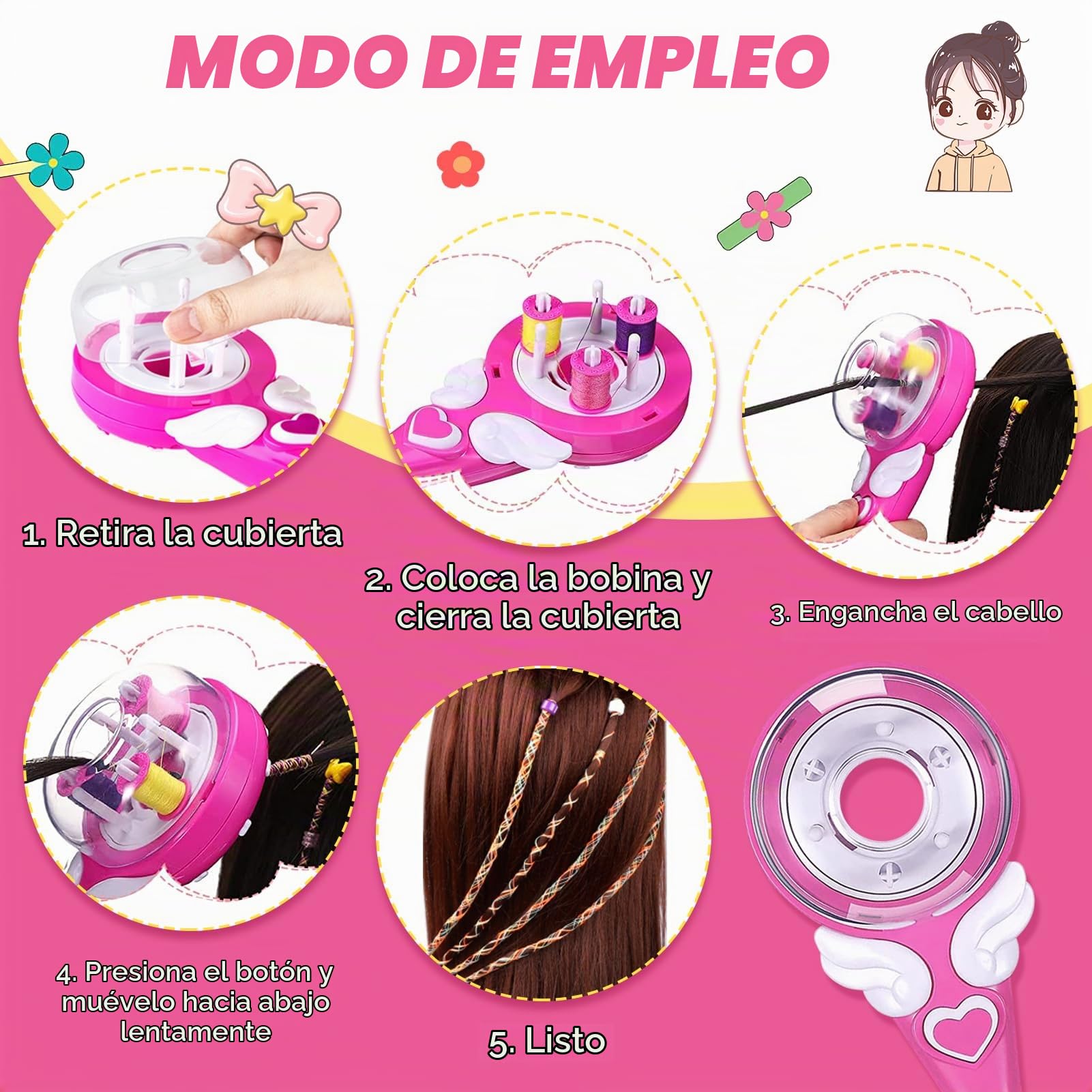 CLWVPCOT Trenzador de Pelo para Niñas - Máquina para Hacer Trenzas Fashion Twist en Colores - Crea Estilos Únicos y Divertidos!