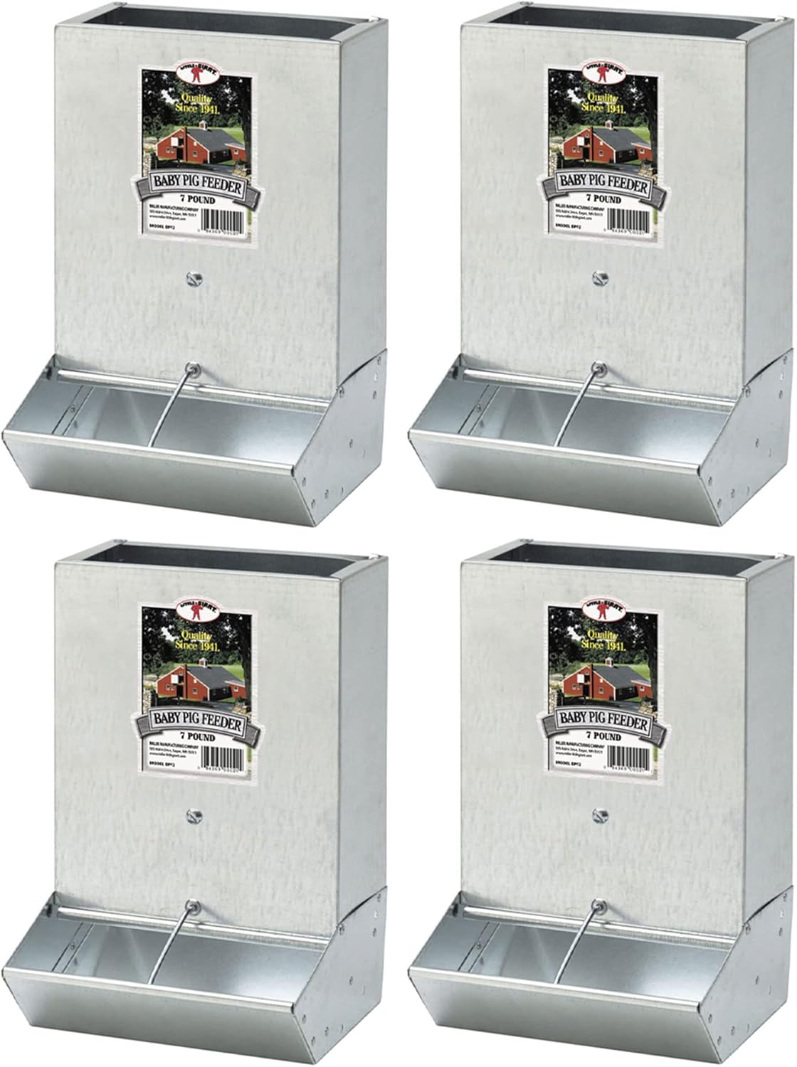 Little Giant BPF2 Heavy Duty Mountable or Freestanding 2 Hole Baby Piglet Livestock Multipurpose Trough Feeder, 7 Pound Capacity (4 Pack)