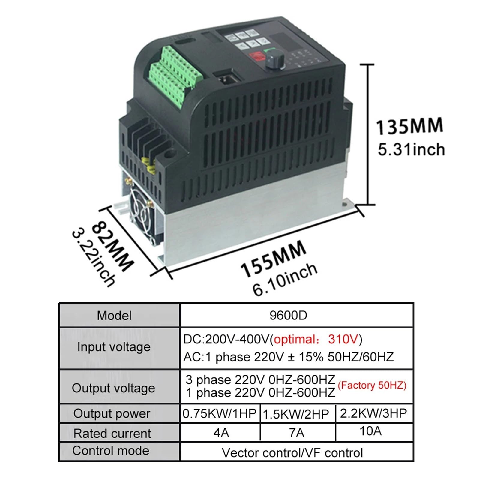 Eingangsspannung DC200-400V AC220V Ausgangsspannung 3-phasig 220V Frequenzumrichter 0,75KW/1,5KW/2,2KW/4KW/5,5KW/7,5KW 220V Wechselrichter AC-Wechselrichter(7.5KW DC200V-400V)
