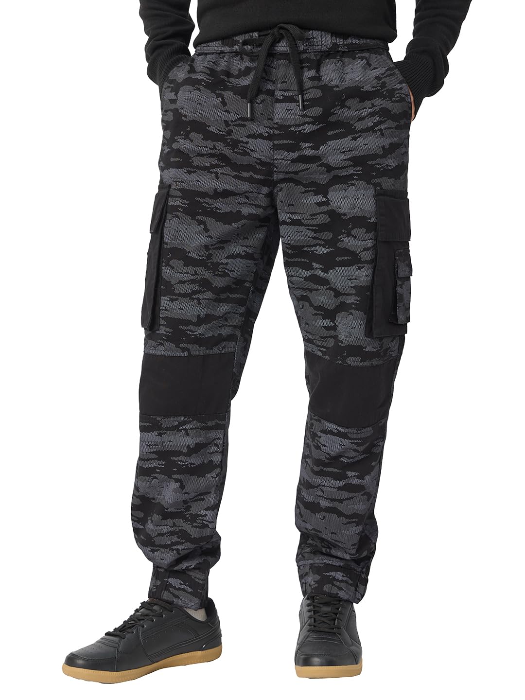 Punisher: One Man Army Men and Boys Drawstringed Grey Camouflage Cotton Cargo Joggers-image-1